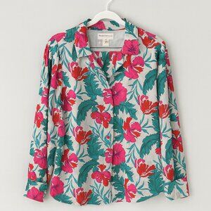 Tommy Bahama “Baroque Blooms” Blouse Silk Floral Button-Up M